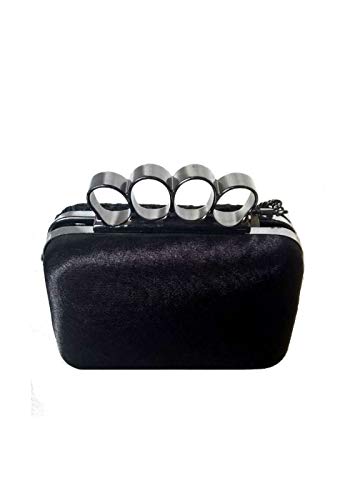 Bolsa clutch preta em cetim e renda