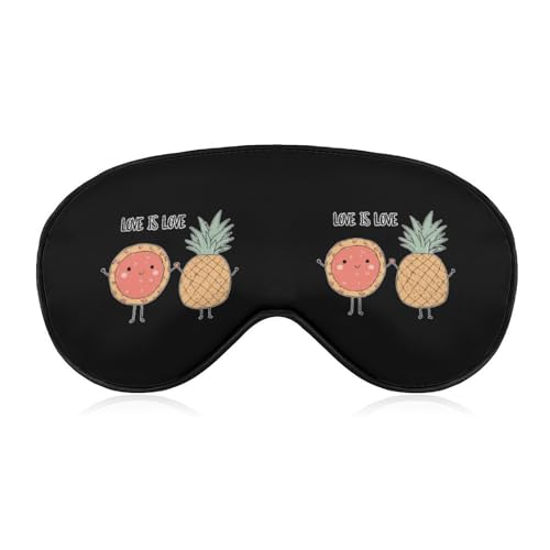 Love is Love Pineapple Pizza Sleep Mask Eye Shade Cover Adjustable Strap for Travel Lunch Break Women Men