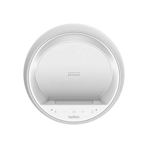 Belkin SoundForm Elite Hi-Fi Smart Speaker + Wireless Charger (Voice-Controlled Bluetooth Speaker) Sound Technology By Devialet (White)