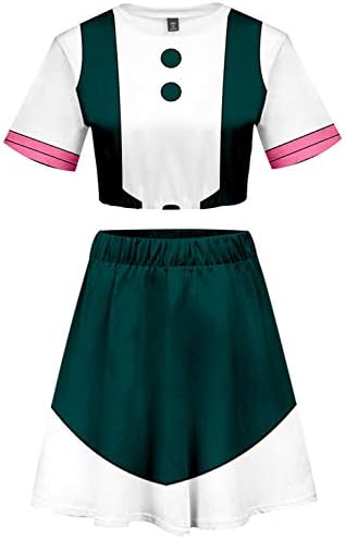 Ochaco Uraraka Cosplay Costume Cheerleader Cheerleading Uniform Crop Top Dress
