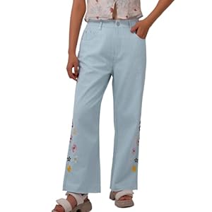 Kedera Women’s Wide Leg Jeans High Waisted Stretchy Straight Leg Jeans Buttoned Loose Denim Pants with Pocket