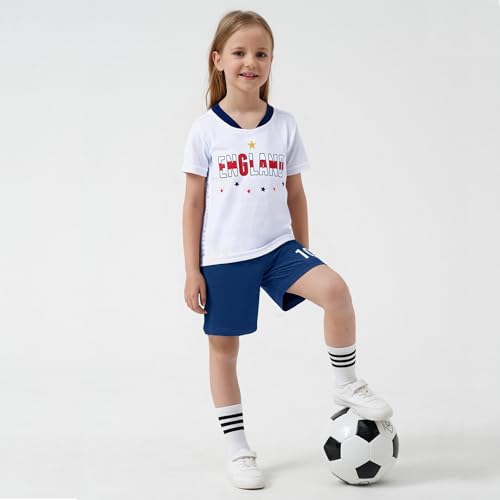 Image of Unisex Kids Soccer Jersey and Shorts Kit 2-Piece Set Boys Girls Football Outfits for Little Athlete 2-14 Years