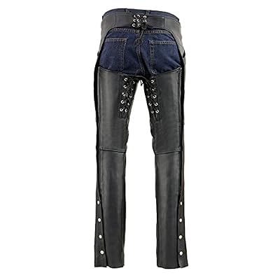 Milwaukee Leather Women's Black Premium Leather Motorcycle Rider Chaps w/Deep Hip Pockets/Back Thigh Laces-ML1173 - Medium