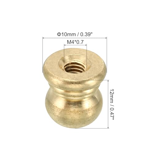 Image of PATIKIL M4x0.7 Thread Brass Cap Nuts Knob, 10 Pack Lamp Finial Decoration Screw Caps Nut Handle Knob Decoration for Lighting Furniture Cabinet, 10mm