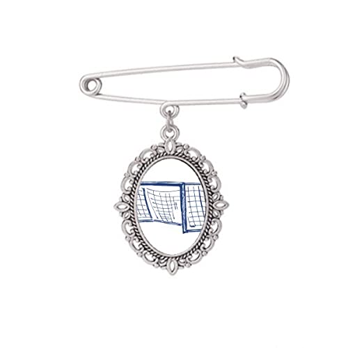 Broche filet de football bleu M pour ajuster un décolleté de robe ou fixer un châle lâche