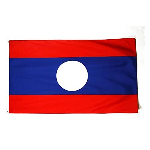 Image of AZ FLAG - Laos Flag - 3x5 Ft - 100D Polyester Laotian Banner with Two Metal Grommets - Fade Resistant - Vivid Colors - 3' x 5' Feet - 150x90 Cm