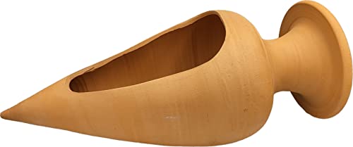 FRANCACOR Maceta ánfora tinaja Barro Terracota Natural Alargada con Hueco - para TUMBAR - Acabado en Pico 2 Agujeros (40 CMS Largo)