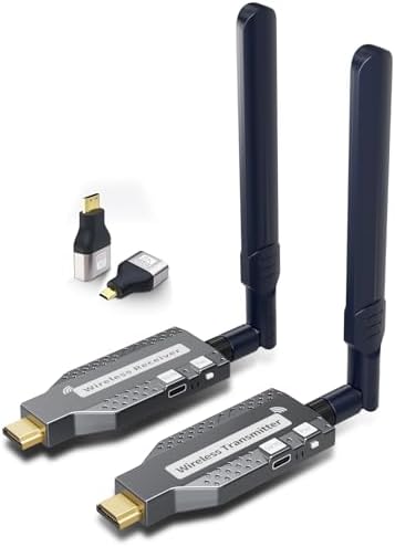 Wireless HDMI Transmitter and Receiver,492ft/150m 4K Decode 1080P Output Plug&Play 2.4G/5.8G Portable HDMI Wireless for Video and Audio to Monitor from PC/TV Box/Projector1