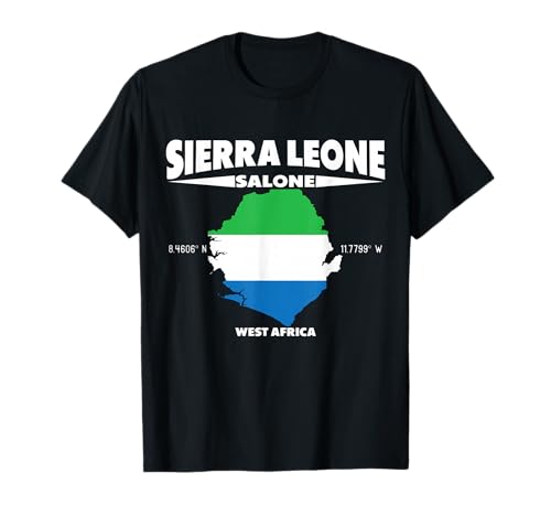 Sierra Leone Map Design with Coordinates and Nickname T-Shirt