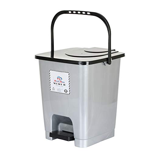 Heart-Home-Premium-Plastic-Step-On-Pedal-Dustbin-10-Ltr-Grey-HHEART16403 Heart Home Premium Plastic Step-On Pedal Dustbin 10 Ltr (Grey)-HHEART16403