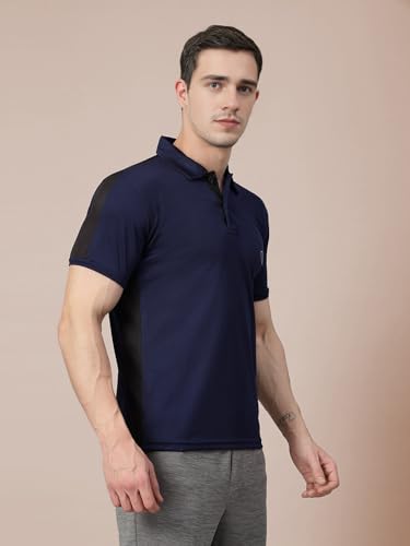 Image of CHKOKKO Men's Active Sports Wear Polo Half Sleeve Gym Tshirt with Button Collar Quick Dry Breathable Perfect for Workout Running Regular Fit Pack of 2