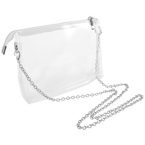 JOINPAYA Bolso Transparente Pequeño para Móvil Cremallera Bolso Bandolera para Conciertos y Estadios Bolsa Cruzada Plateada Aprobada para Eventos Deportivos y Uso Diario