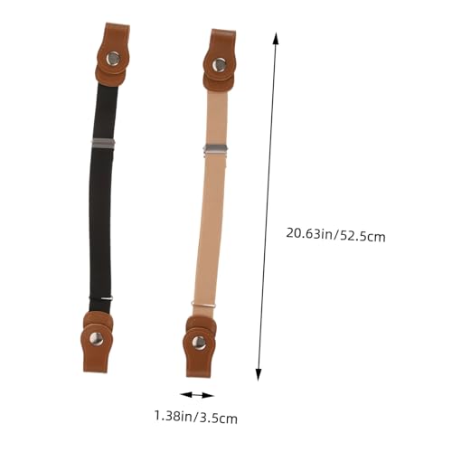 2pcs Stretchy Elastic Waist Belts for Boys No Buckle Flexible Belts for Jeans Dresses School Uniforms Casual Pants Khaki and Black2