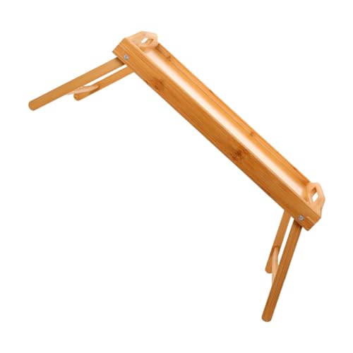 Mikikit Wood Bed Tray Table Folding Legs Handles Lap Laptop Desk Bedside Table Snack Tray Dorm Home Laptop Desk