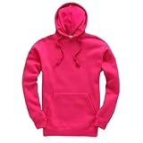 Plain Pullover Hoodie Hooded Top Unisex Mens Ladies Hooded Sweatshirts Hot Pink, XL