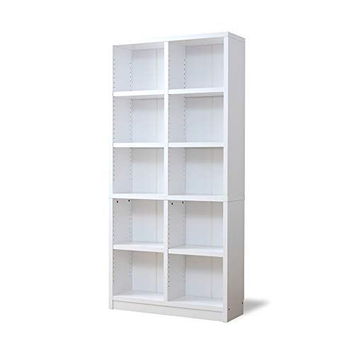 moca company 頑丈書棚 幅90 A4対応 大容量 重厚 本棚 オープン ディスプレイ ラック 奥行30 木製 ホワイト