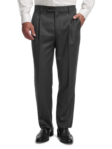 Paul Fredrick Men's Wool Flannel Solid Pleated Pants2