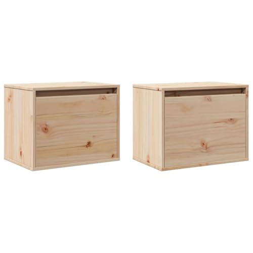 vidaXL 2X Madera Maciza de Pino Armario de Pared Muebles Estante Flotante Salón Sala de Estar Colgante Decoración Almacenaje 45x30x35 cm