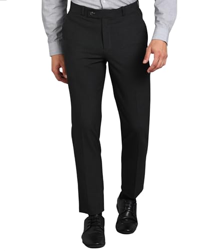 Image of GHPC Stylish Slim Fit Polyester Lycra Stretchable Formal Pant for Men | Mens Fashion Plain Solid Wear Dress Trousers Pants for Office or Party