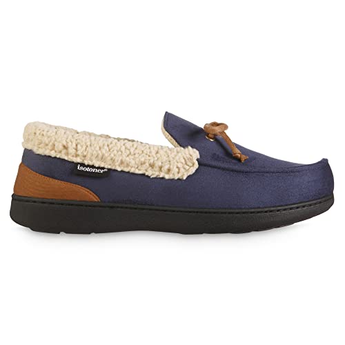 Image of isotoner Men's Indoor /Outdoor Slip-on Vincent Microsuede Moccasin Slippers With Memory Foam Comfort