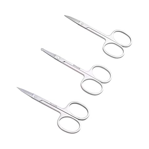 ABMRO 3pcs Small Eyebrow Scissors and Nose Hair Scissor, Beard Moustache Eyelash Nail Trimmer Facial Hair Grooming Scissors for Man and Woman Cover