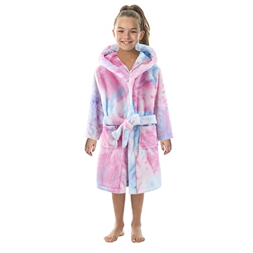 Toddler Kids Baby Boys Girls Soft Fleece Tie Dye Pajamas Sleepwear Flannel Warm Hooded Towel Bathrobe Robe Outfits #TOP7
