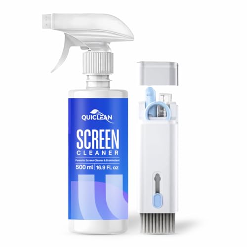 Image of QUICLEAN Laptop Cleaner Kit (500 ML) with 7-In-1Gadget | Cleans All Gadgets - Screens, Keyboard, Earbuds & Case| Screen Cleaner Spray & Laptop Cleaning Kit Combo for Small & Large All Screens