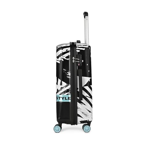 Image of Skybags Wanderlust Check-in Trolley Bag 68cm | Medium | Hard Luggage | Printed 8-Wheel Suitcase | TSA Lock with Anti-Theft Zipper | Polycarbonate | 3 Years International Warranty- Unisex (Black-White)