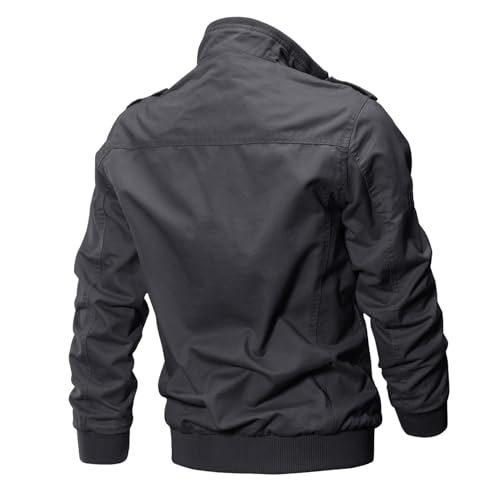 KEFITEVD Mens Warm Fleece Cargo Jacket Winter Military Bomber Jackets Windproof Work Coat with Multi Pockets