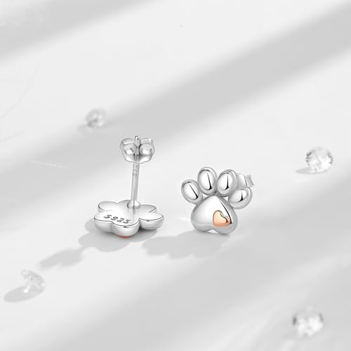INFUSEU 925 Sterling Silver Earrings Cat Dog Paw Print Gifts for Women Girls Animal Lovers3