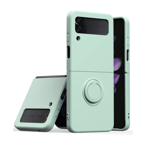 Capa de telefone de silicone líquido de luxo para Samsung Galaxy Z Flip3 5G Suporte magnético de ded