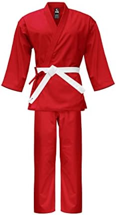 Light Weight Karate Uniform Gi - Kids Adults Unisex (Red, 0)