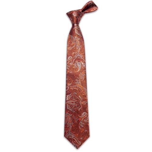 Image of YourTies Silk Paisley Floral Tie and Pocket Square Cufflinks with Lapel Pin Sets for Men 5PC Wedding Party