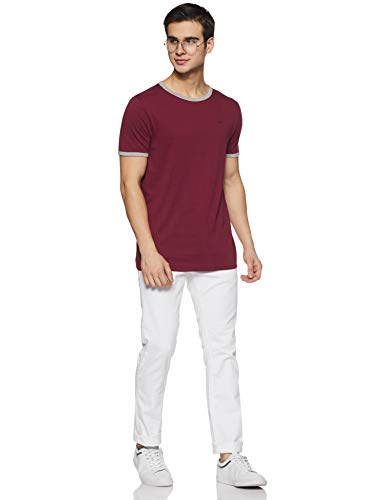 Image of ABOF Men's Solid Slim fit T-Shirt (BOA19AMCWTE3021819 Maroon L