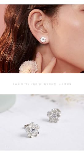 BZG Flower Stud Earrings - Sterling Silver Cubic Zirconia, Hypoallergenic, Sexy Flower Earrings for Women2