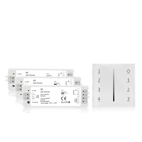 Variateur V1 contrôleur LED mono DC 5V 12V 24V 36V avec panneau tactile 4 zones