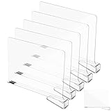 SEWACC Lot de 6 Séparateurs d'Étagères Transparents en Plastique Rigide 30X20 CM pour Placard et Penderie Organisateurs Verticaux de Rangement Vêtements et Paquet Accessoires Pratiques
