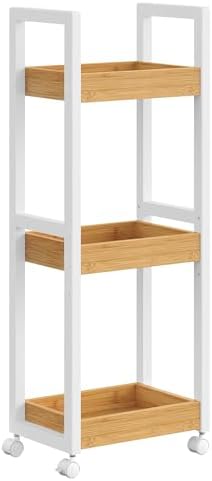 Carrellino Con 3 Ripiani Salvaspazio Scaffale Portaoggetti Per Cucina Soggiorno Bagno Portaoggetti Con Rotelle 54 X 125 X 72 Cm Colore Bianco 69220510