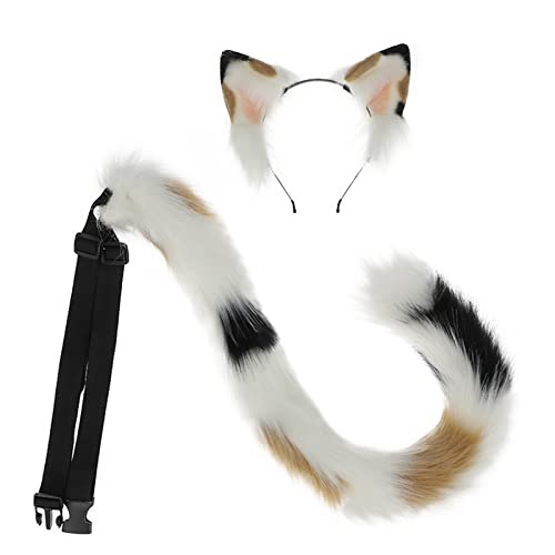 JUNBOON Cat Wolf Fox Tail Faux Fur Ear Headband Set Adult Halloween Xmas Fancy Party Cosplay Costume Gifts