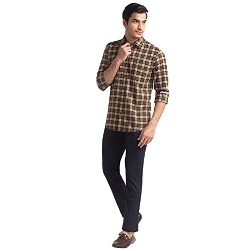 Image of Parx Men's Cotton Blend Solid Pattern Low Rise Tapered Fit Flat Front Casual Trouser