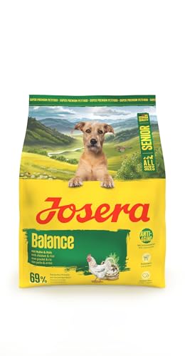 JOSERA Senior Balance Huhn & Reis (1 x 900 g) | Premium Trockenfutter für ausgewachsene ältere Hunde | Fett- und eiweißreduziert speziell für Senioren | weizenfrei | phosphorarm | 1er Pack
