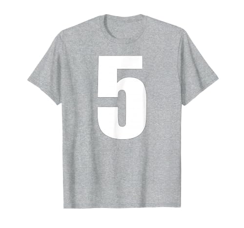 Number Five Numeral 5 Plain White Numbers T-Shirt, Men, Heather Grey, Small