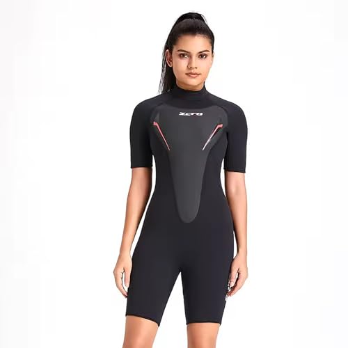 WYYHAA 3MM Neoprene Wetsuit for Men, Women, One-Piece Back Zipper Wetsuit Short Sleeve Thickened Keep Warm Diving Suit for Surfing, Snorkeling Water Sports,Women2,XXL