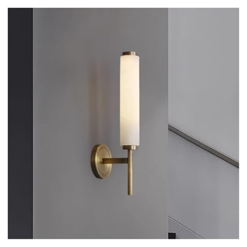 Lampada da Parete A LED Effetto Marmo Naturale - Apparecchio in Rame Ele per Scale, Ingresso, Camera da Letto, Bagno - Elegante Complemento D'Arredo per Interni MOD,Warm Light-W12CM H48CM