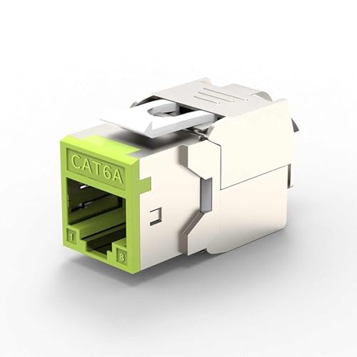 Cat6A RJ45 Keystone Jacks Module Connector Ethernet Colour Coded Toolless design Full Shielding POE/POE+ Support - 10Gbps (Light Green) Cat6A RJ45 Keystone Jacks Module Connector Ethernet Colour Coded Toolless design Full Shielding POE/POE+ Support - 10Gbps (Light Green)