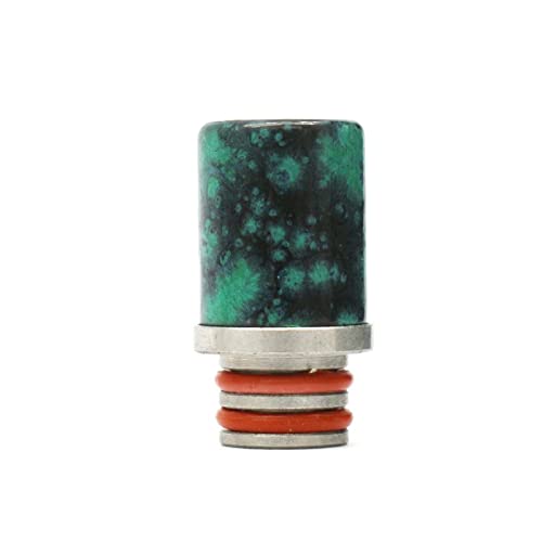 510 Drip Tip Medium Bore (11mm Wide) Premium Resin Stone Effect for SMOK TFV8 Baby Tank Alien AL85 Spiral Vaperesso NRG - No Nicotine (Green Black)