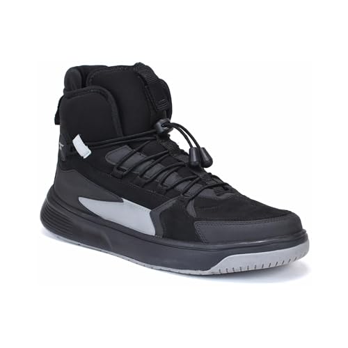 Image of Red Chief Sports Casual Sneakers for Men & Boys | Stylish Lace Up Low Ankle Shoes | Everyday Sneakers | Comfortable Trendy Footwear | Black-Hr.Grey | Size-7 | C6002 F021