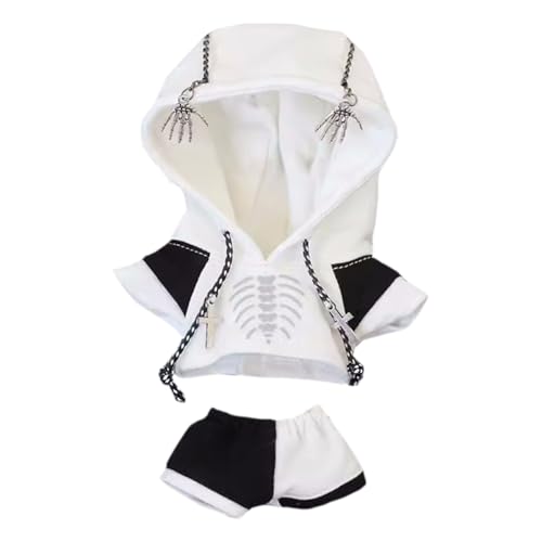 Vêtements de poupée en peluche de 10 cm avec pantalon bicolore blanc niannyyhouse