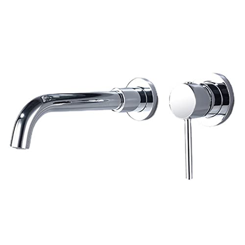 Grifo de pared para lavabo en latón cromado con caño giratorio de 360 grados de un maneta