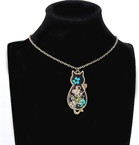 Miniatura 2 de Collar de flores prensadas para mujer, lindo collar con colgante de gato, multicolor con flores secas, regalo de la naturaleza para mujeres, niñas,